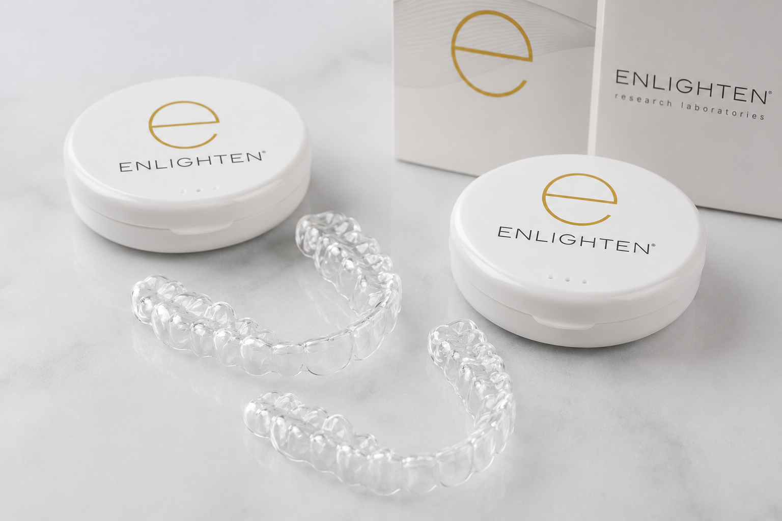 Step 2 — Custom-made Enlighten whitening trays with storage cases