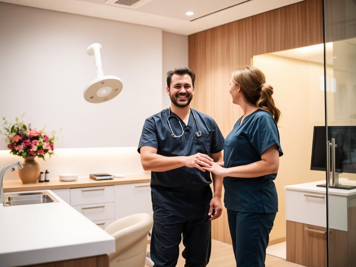 Dentist welcoming an emergency patient